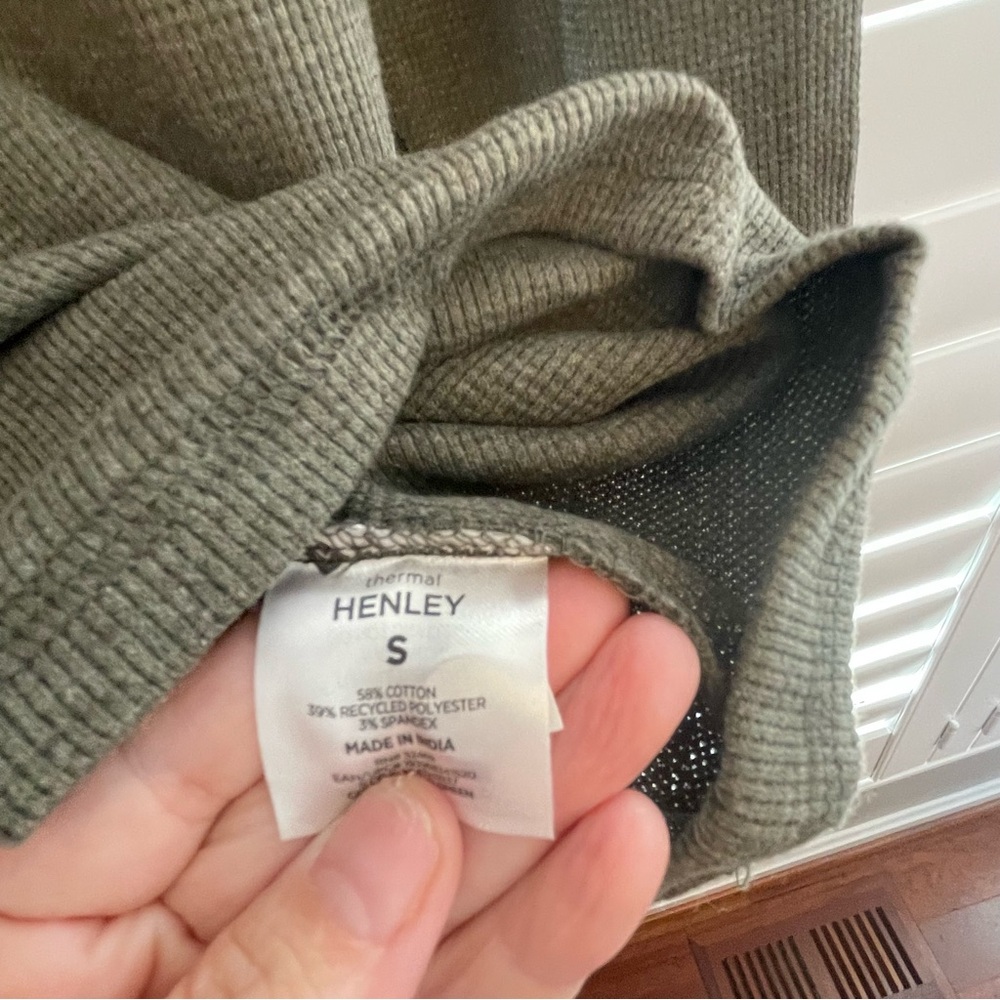 Olive Long Sleeve Henley Shirt - Picture 4 of 6